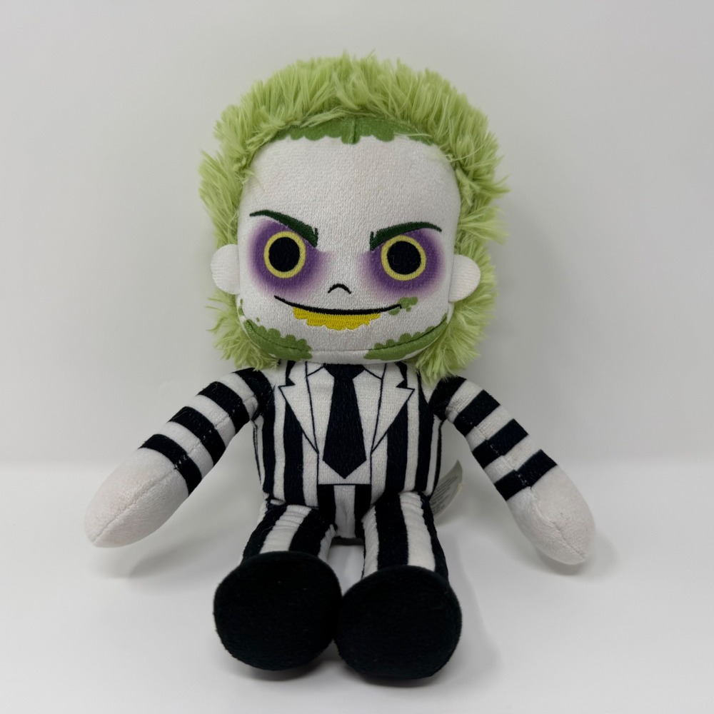 Beetlejuice Plush Stuffed Toy 8" Just Play Warner‎ Bros Striped Suit Horror Goth